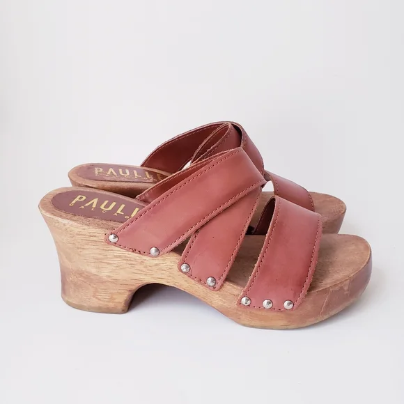 Vintage Paulle Leather and Wood Sandals - Picture 2 of 13